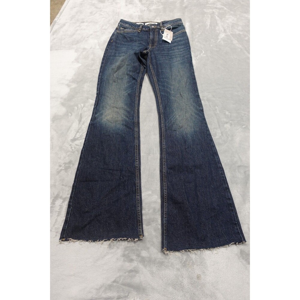 Mango Women's Size 4 Flare Mid Waist Dark‎ Wash Denim Jeans NWT